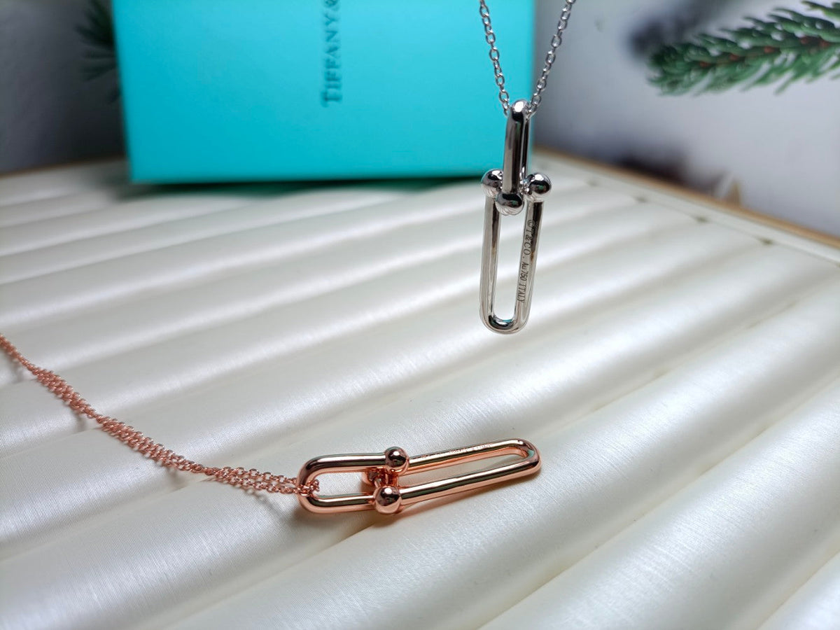 TIFFANY HARDWEAR DROP DOUBLE LINK PEDANT NECKLACE