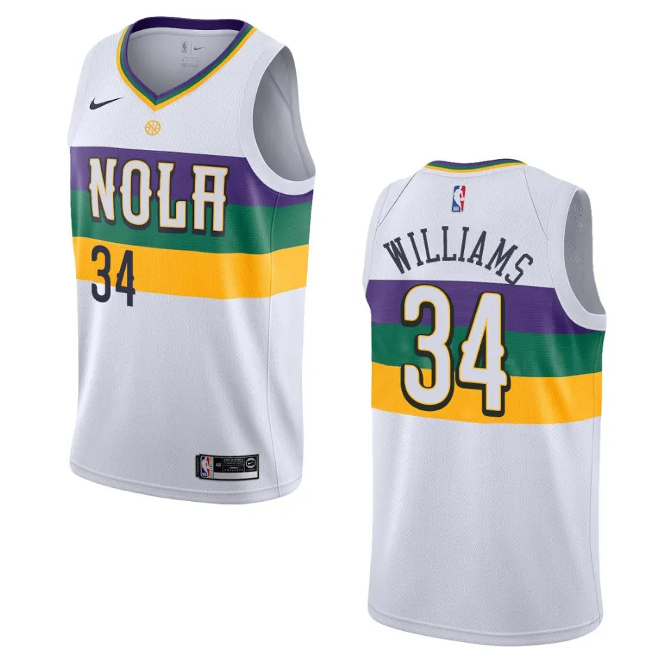 Pelicans Williams #34 White Jersey
