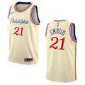 Embiid #21 Sixers Cream Jersey