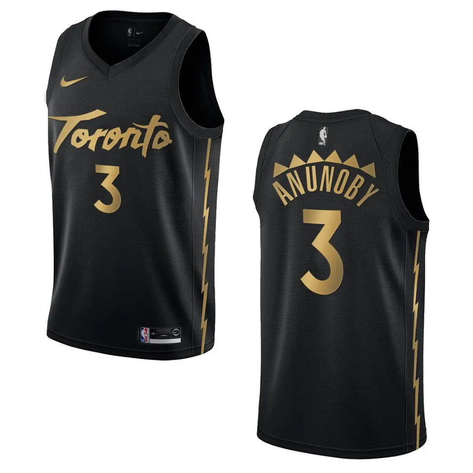 nike gold Anunoby Raptors Black Jersey