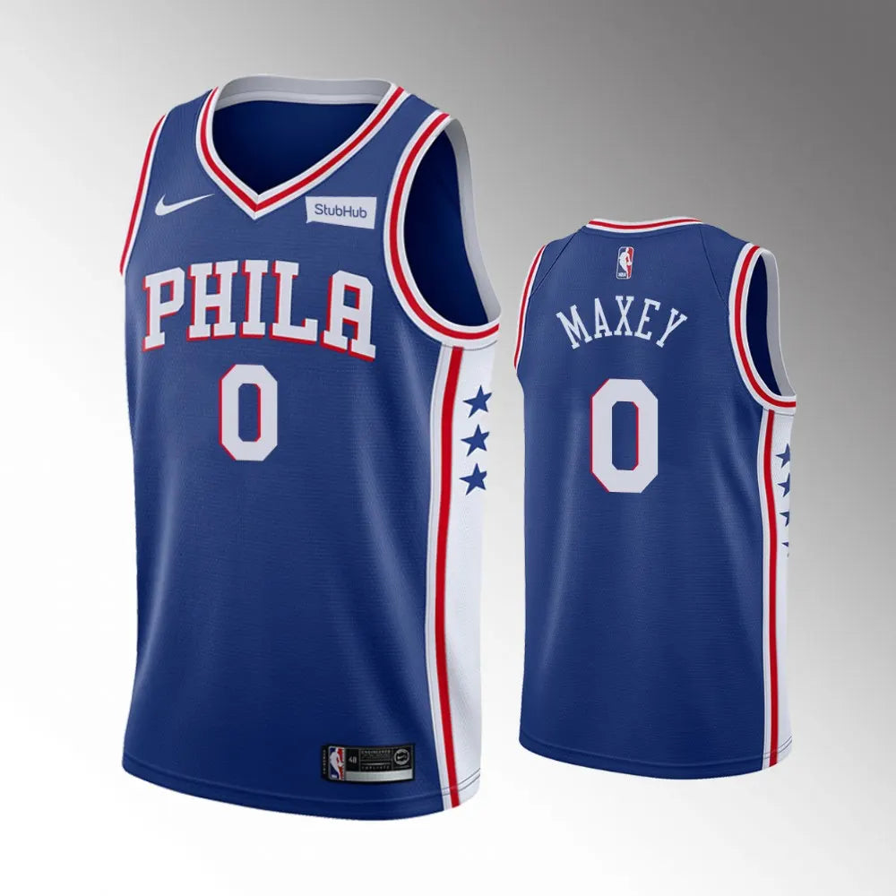Maxey 76ers Blue Jersey nike icon