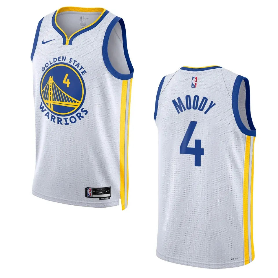 Moody #4 Warriors White Jersey