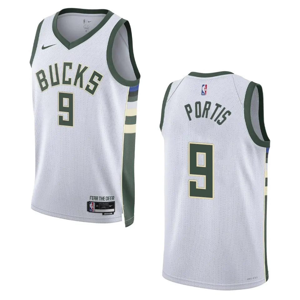 nike Portis Bucks White Jersey