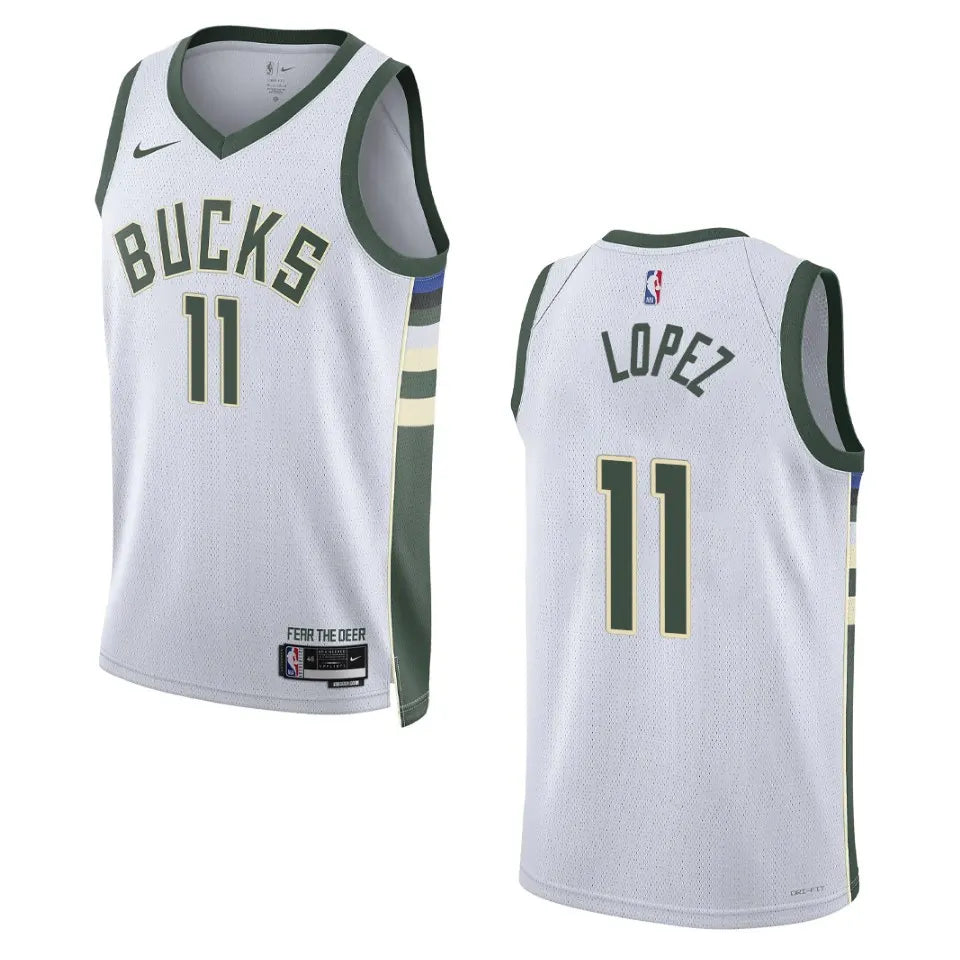 Bucks Lopez #11 White Jersey