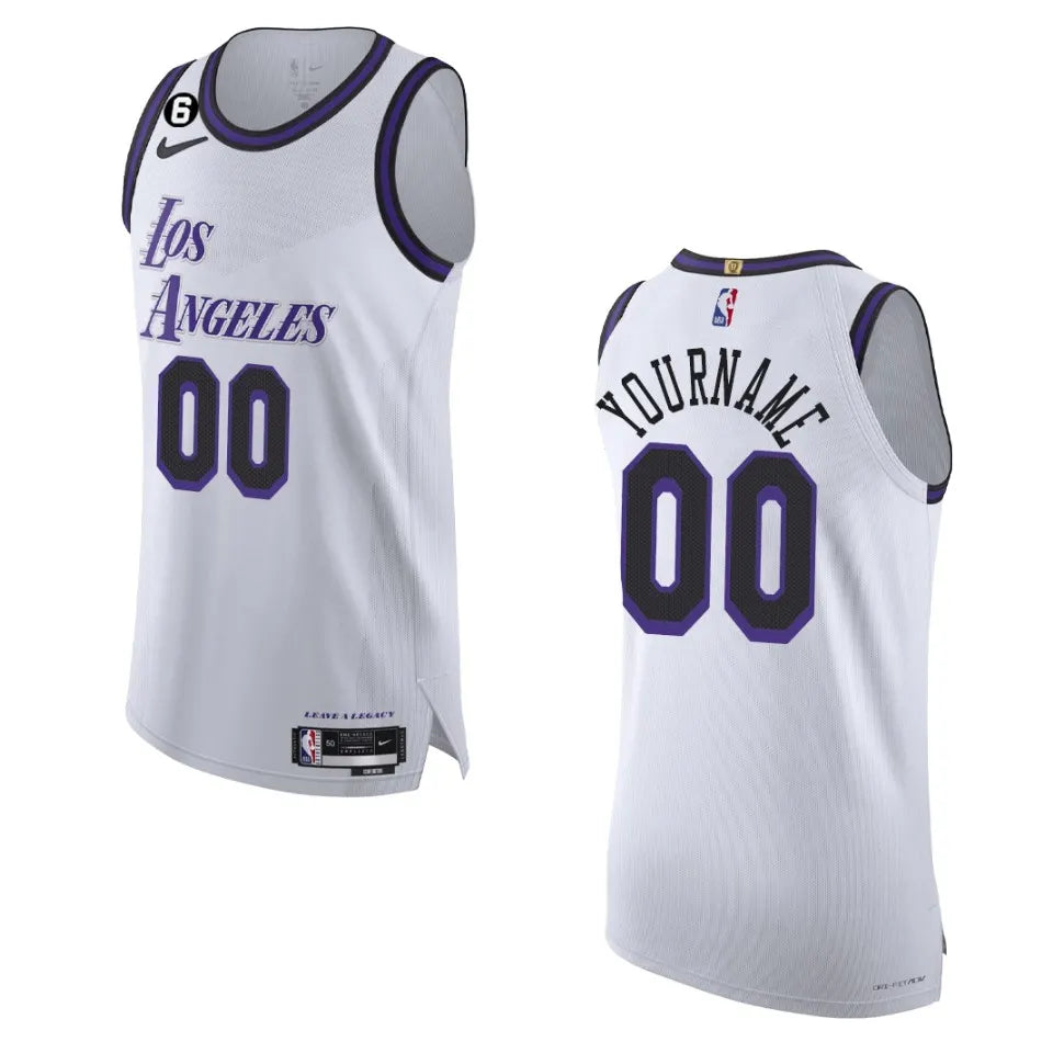 nike purple Lakers White Custom Jersey