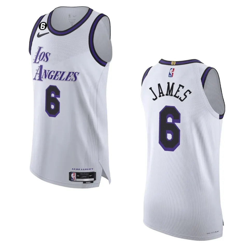 nike purple LeBron Lakers White Jersey