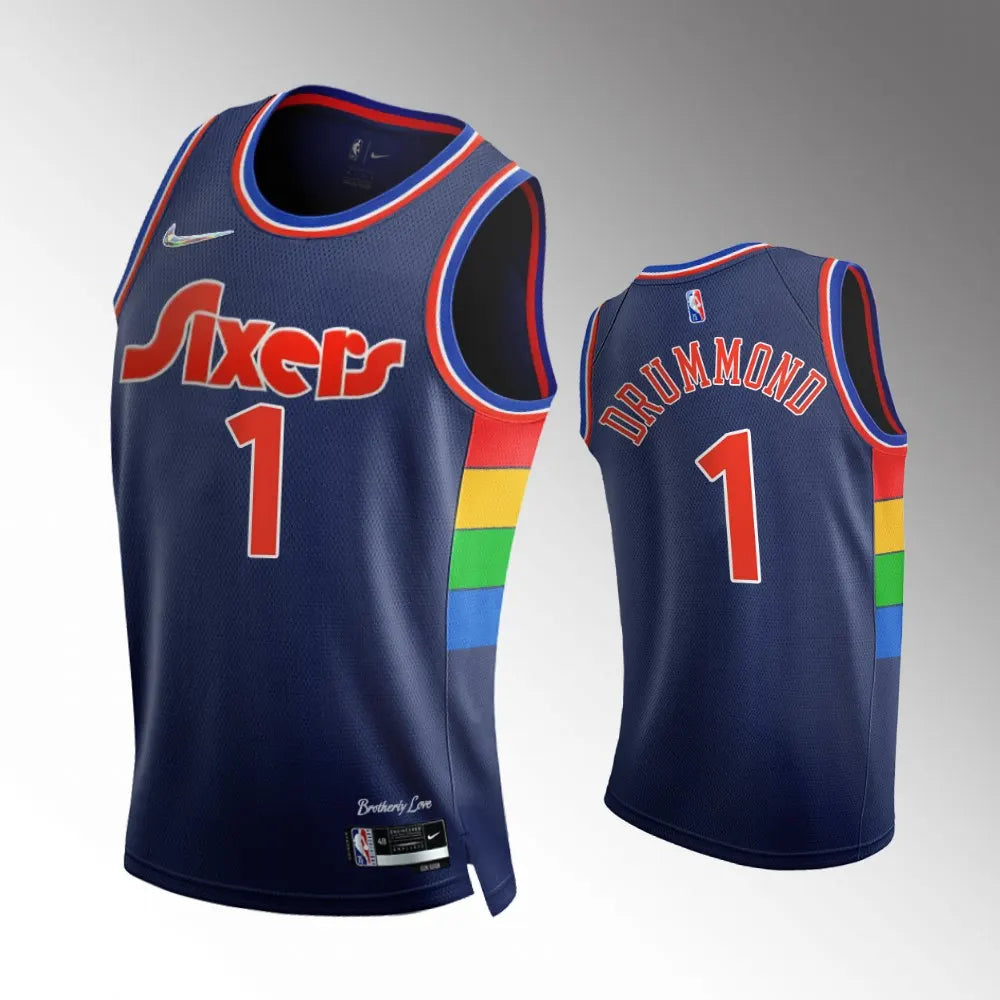 Sixers Drummond Navy Jersey