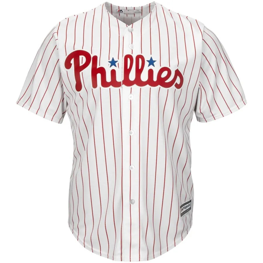 majestic Phillies Red Pinstripe Jersey