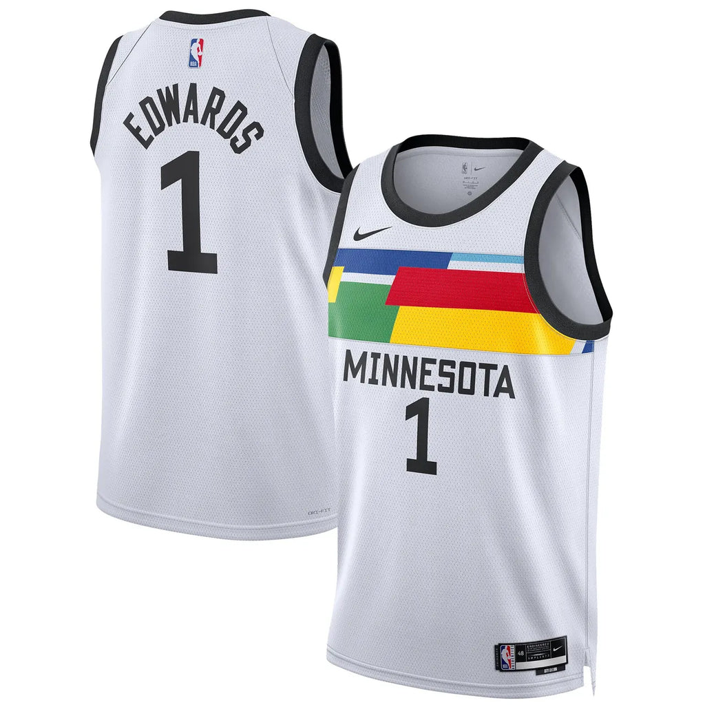 nike Edwards Timberwolves White Jersey - Hình 2