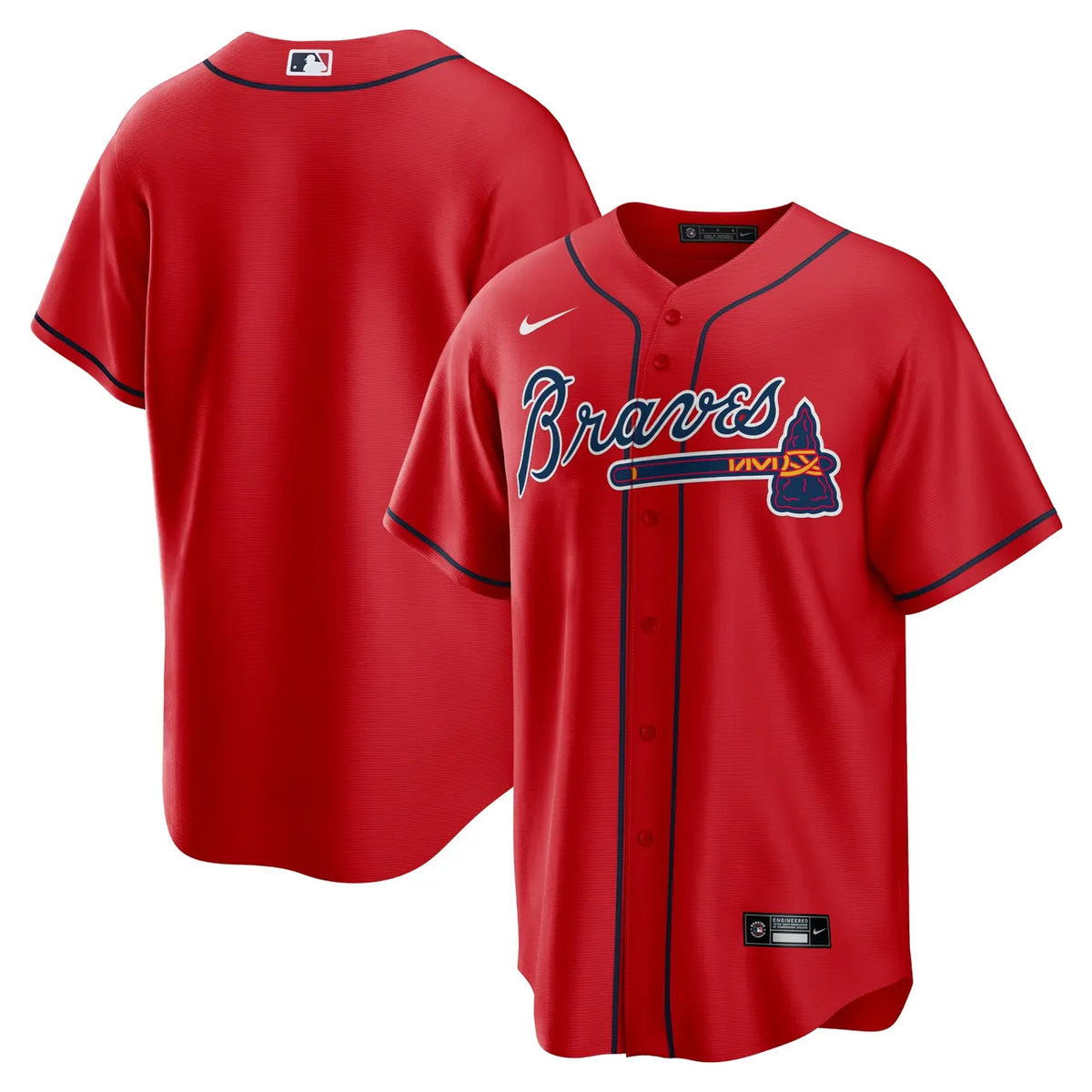 nike Braves Red Alternate Jersey - Hình 2