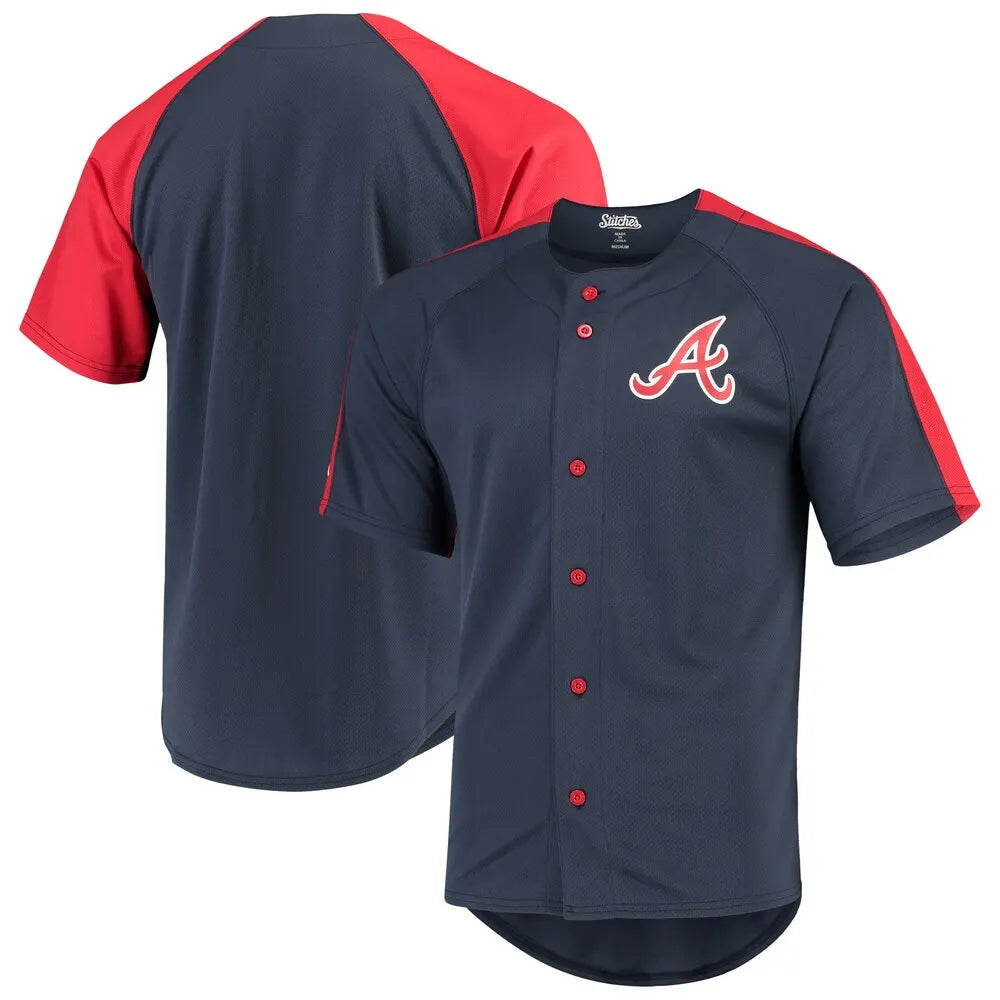 Stitches Braves Navy Jersey