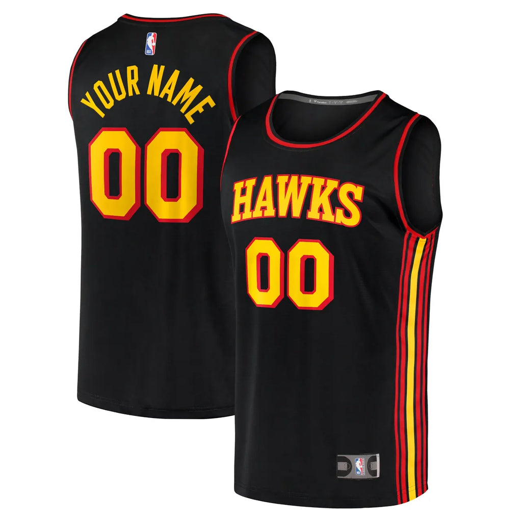 Hawks Black Custom Jersey fanatics - Hình 2