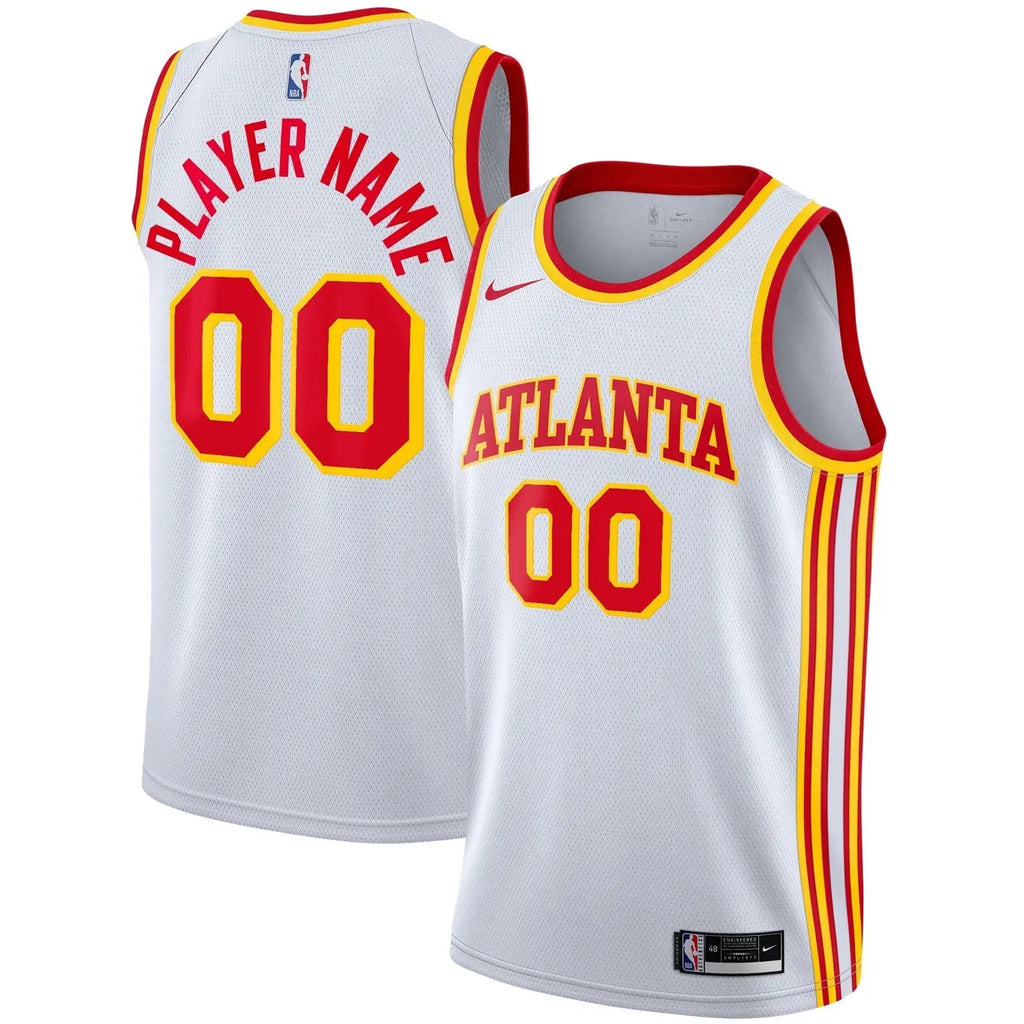nike nba Hawks White Custom Jersey