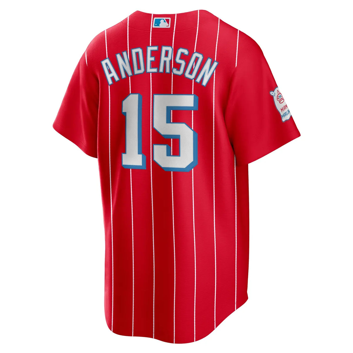 Miami Marlins Red Pinstripe Jersey - Hình 4