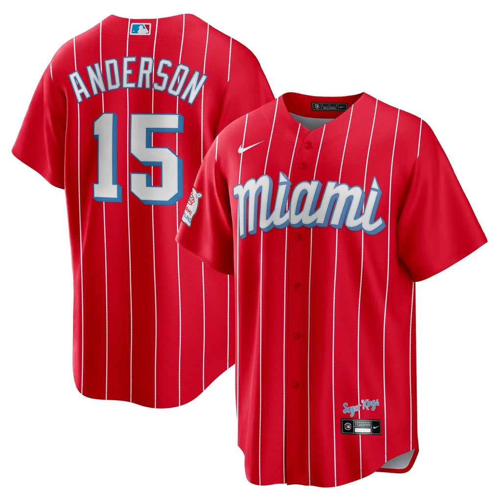 Miami Marlins Red Pinstripe Jersey