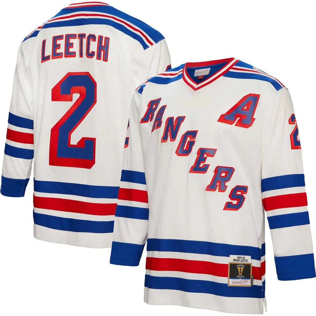 white Mitchell & Ness Leetch Rangers Jersey