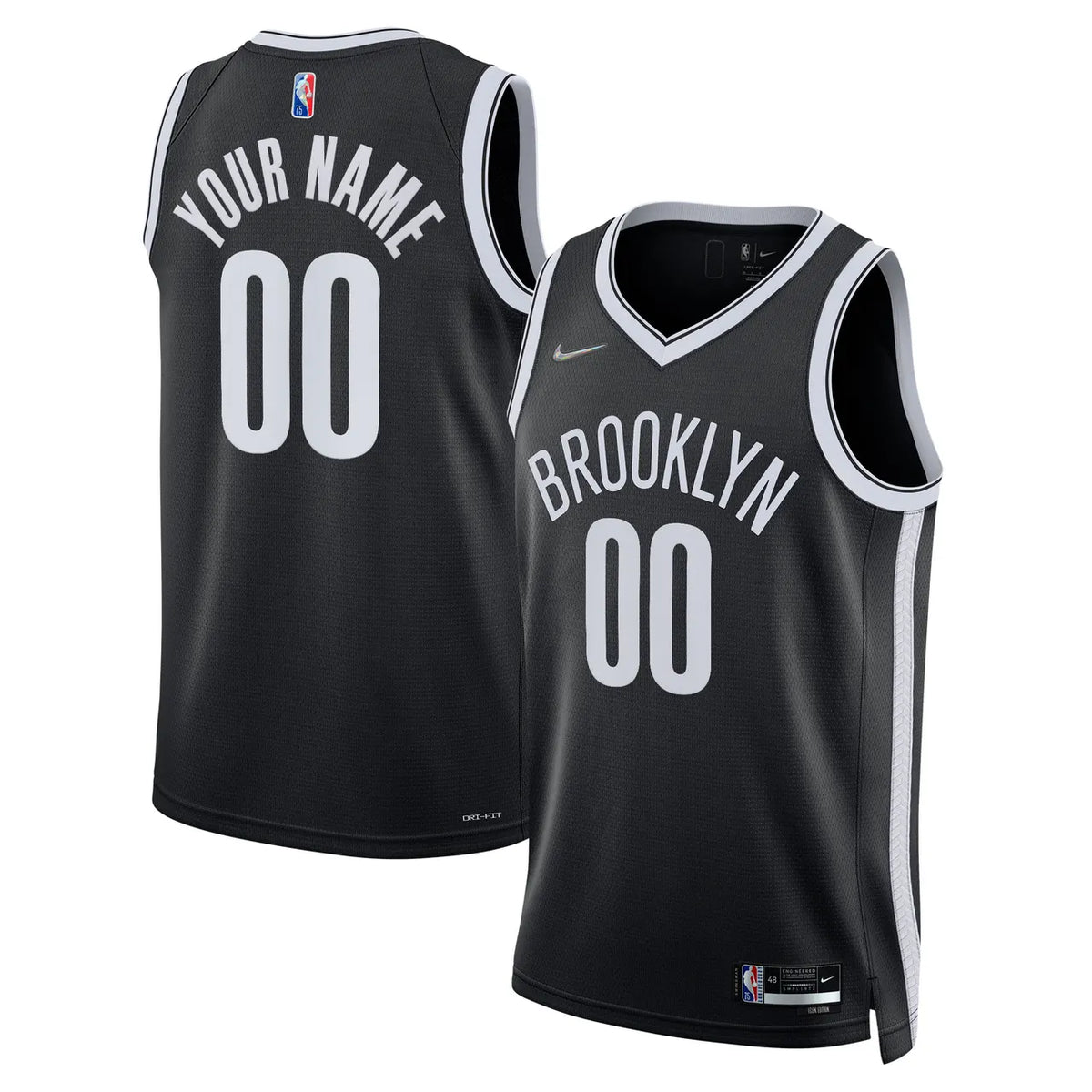 personalized Nike Nets Black Custom Jersey