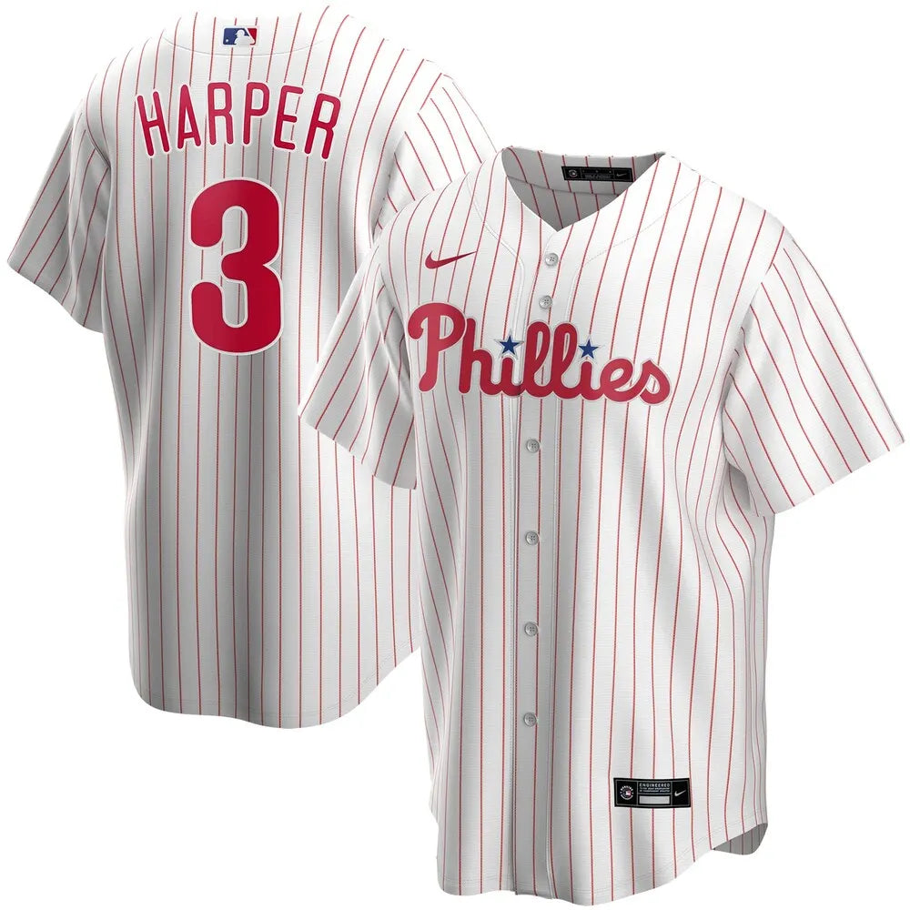 Harper Phillies Pinstripe Jersey nike white