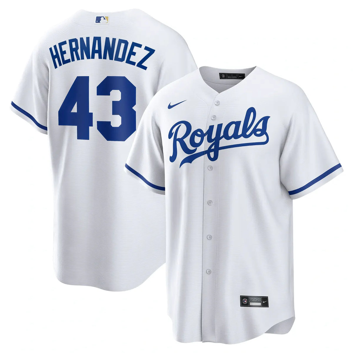 Nike Royals Hernandez #43 White Jersey