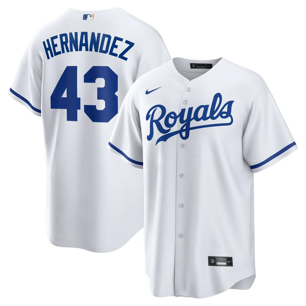 Nike Royals Hernandez #43 White Jersey - Hình 2
