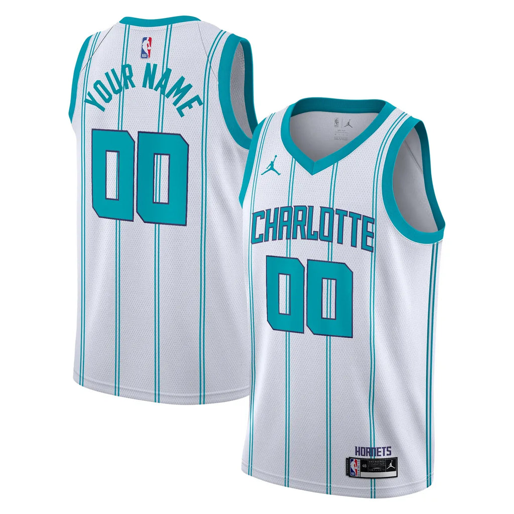 charlotte Jordan Hornets White Custom Jersey