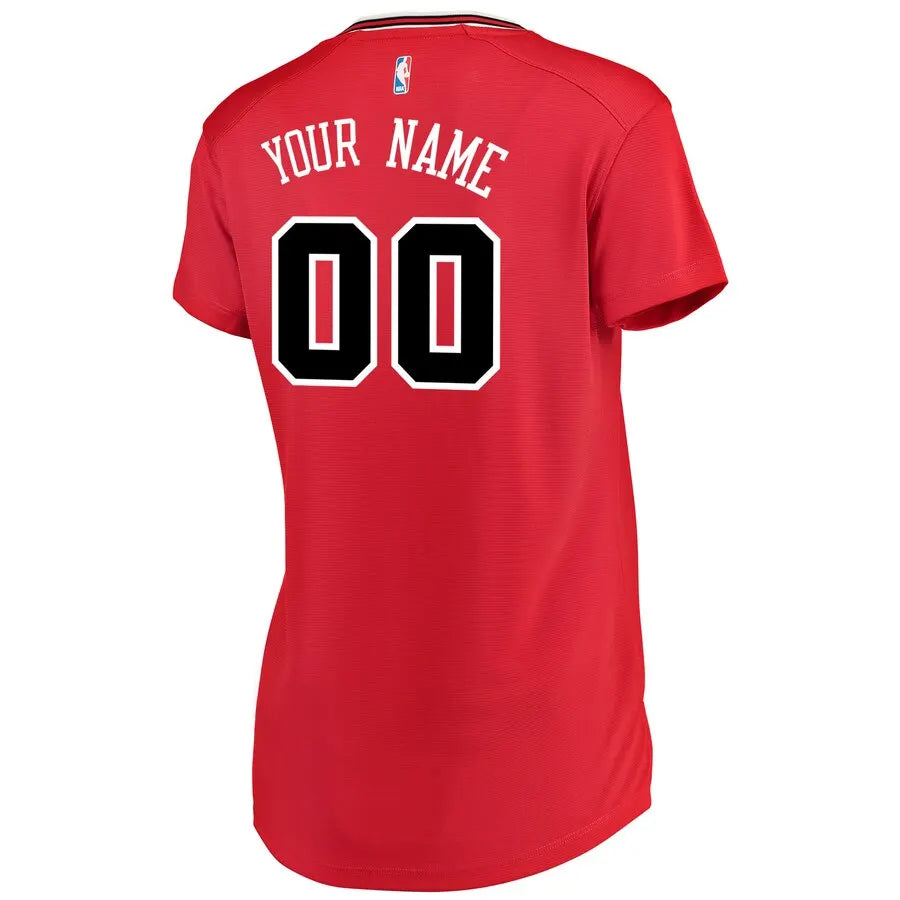 Bulls Women's Red V-Neck Jersey - Hình 3