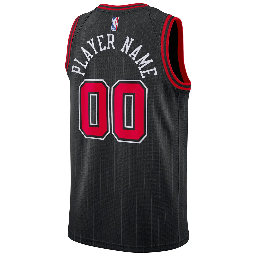custom Jordan Bulls Black Pinstripe Jersey - Hình 3