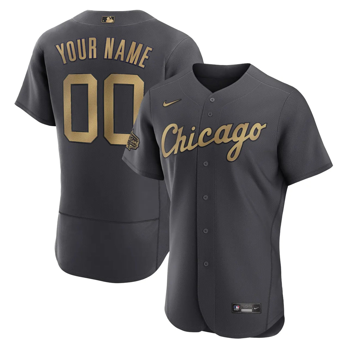 Cubs Gray Gold Custom Jersey