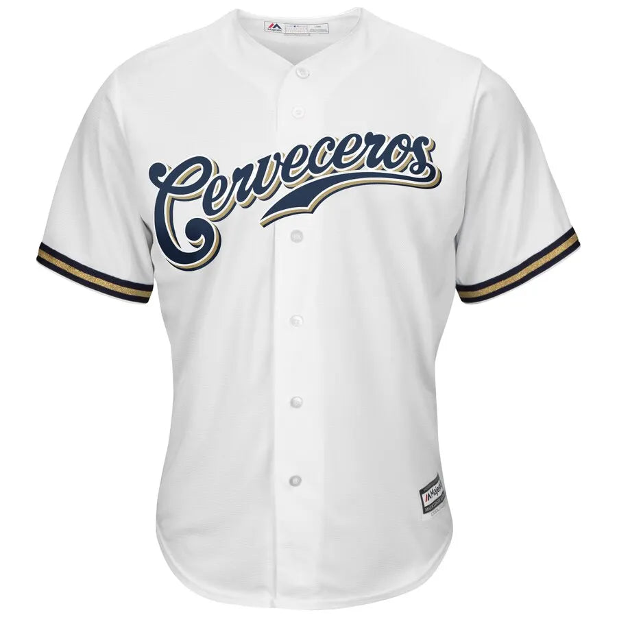 majestic Yelich Brewers White Jersey - Hình 2