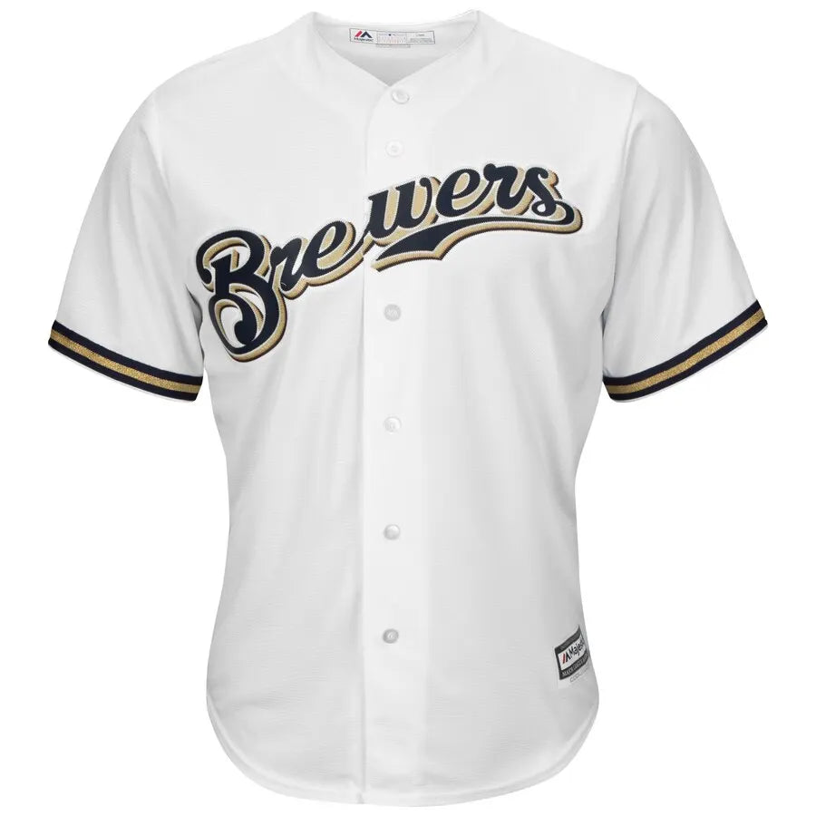 Yelich Brewers White Jersey majestic