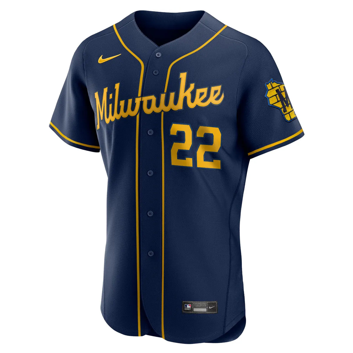 nike replica Yelich Brewers Navy Jersey