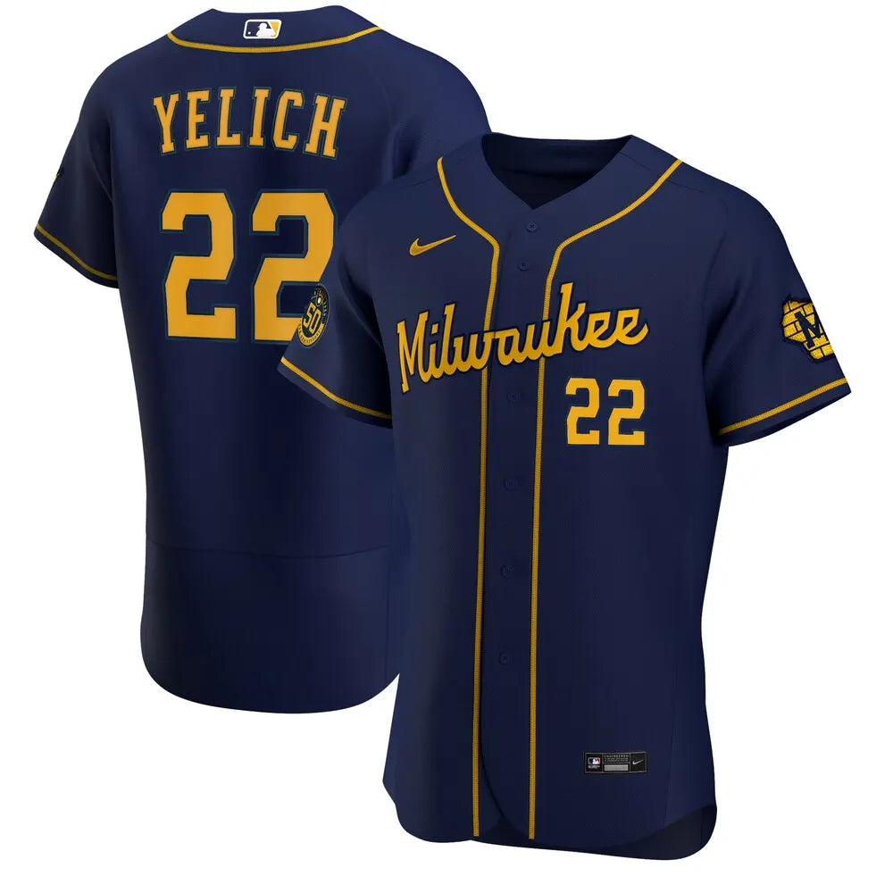 Yelich Brewers Nike Navy Jersey