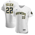 Yelich Brewers Pinstripe Jersey nike white