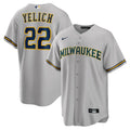 Yelich Brewers Gray Jersey nike authentic