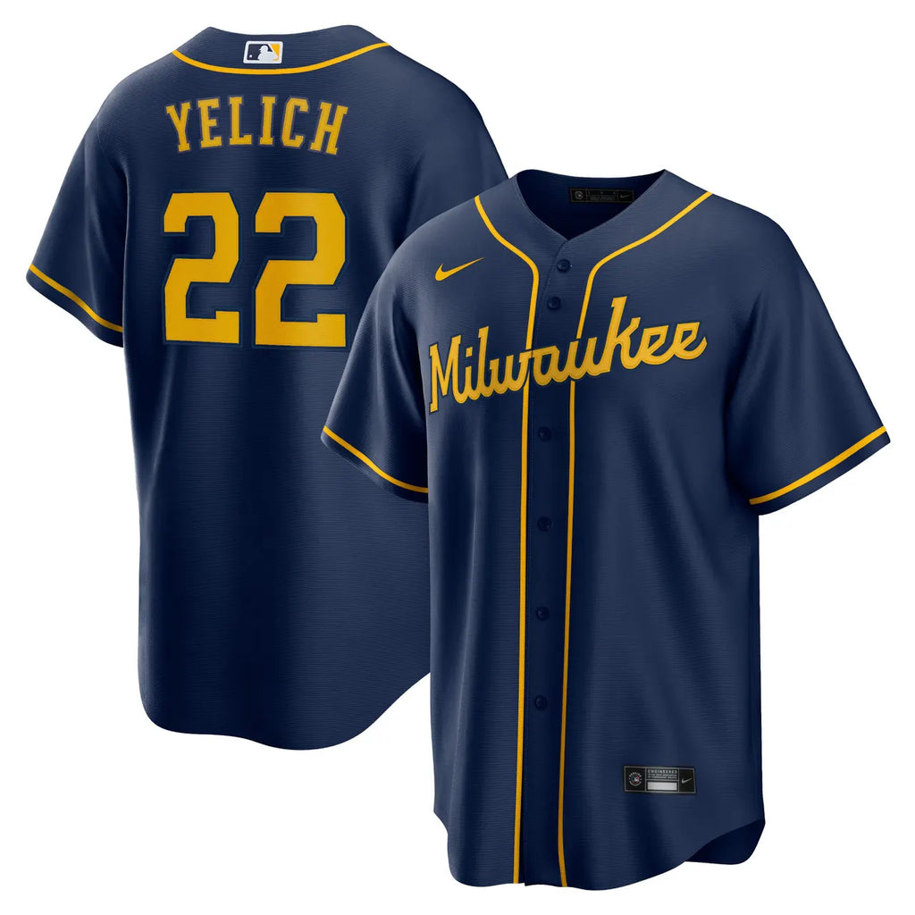 nike white Yelich Brewers Pinstripe Jersey - Hình 10