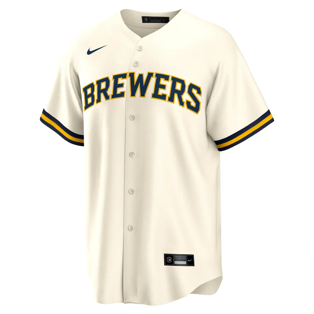 nike white Yelich Brewers Pinstripe Jersey - Hình 5