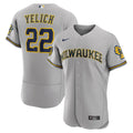 nike authentic Yelich Brewers Gray Jersey