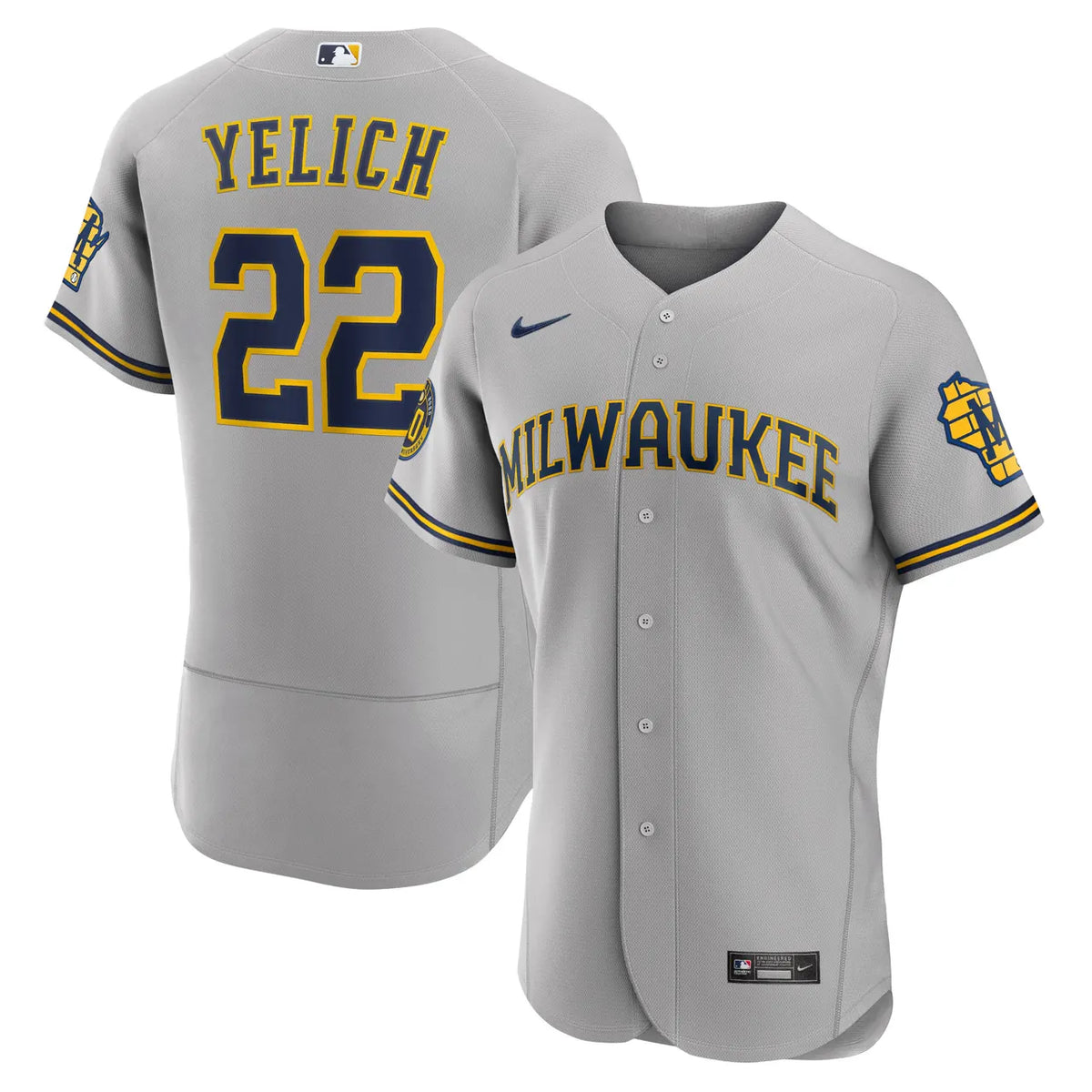Brewers Yelich Gray Road Jersey