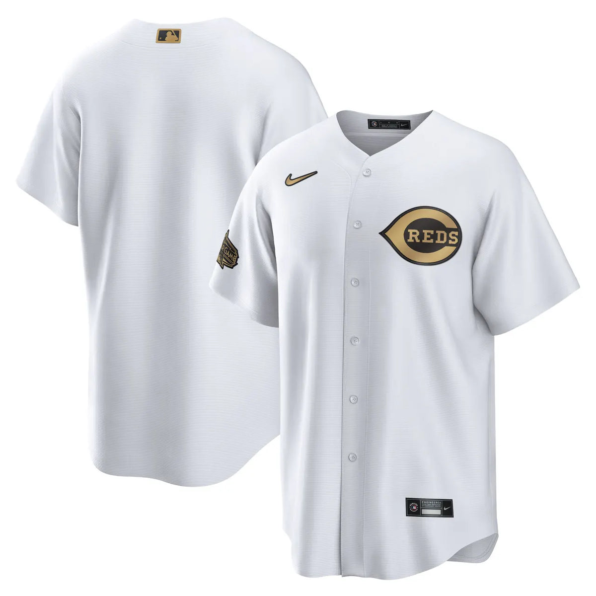 Reds White Jersey Gold