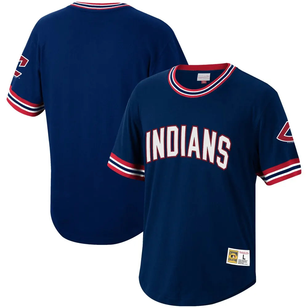 mitchell Indians Navy Cooperstown Jersey