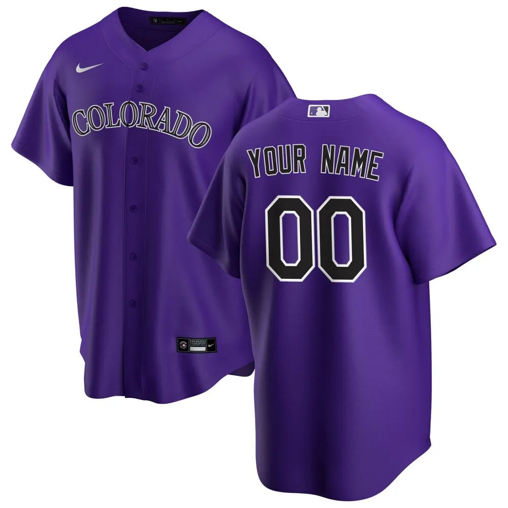 nike personalize Rockies Purple Custom Jersey