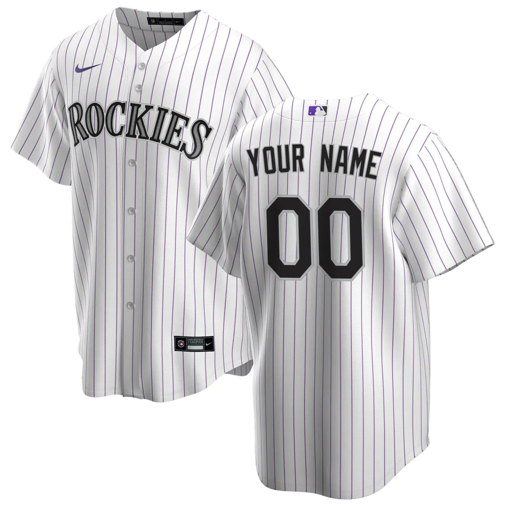 nike Rockies White Pinstripe Custom Jersey