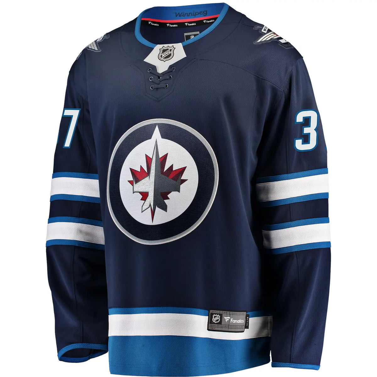 fanatics Hellebuyck Jets Navy Jersey - Hình 3