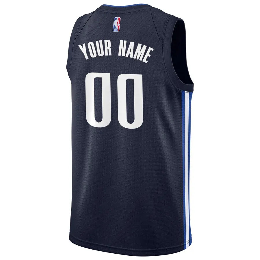 nike statement Mavericks Navy Custom Jersey - Hình 3