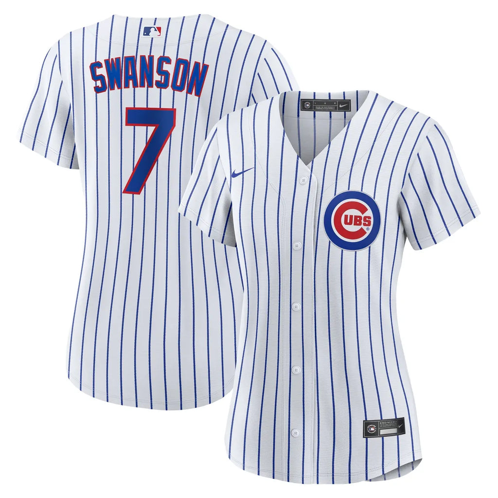 Swanson #7 Cubs White Jersey
