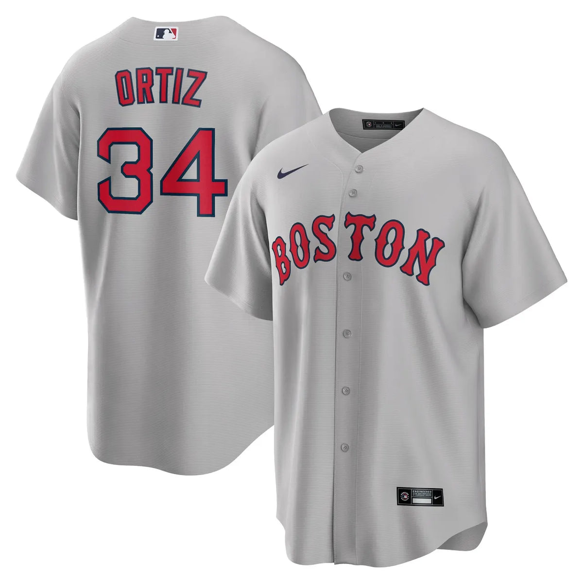 Ortiz #34 Red Sox Grey Jersey - Hình 2