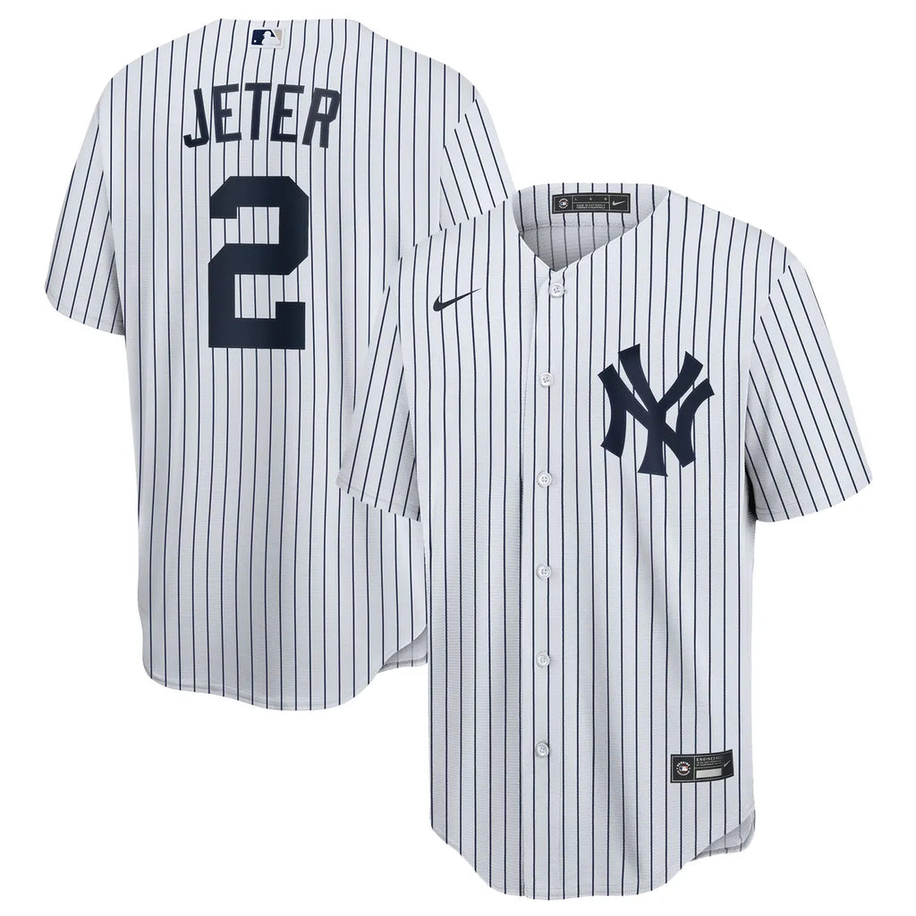 pinstripe Nike Jeter #2 Yankees Jersey - Hình 2