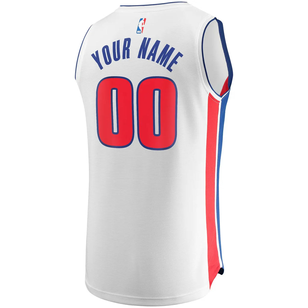 Custom Fanatics Pistons White Jersey - Hình 4