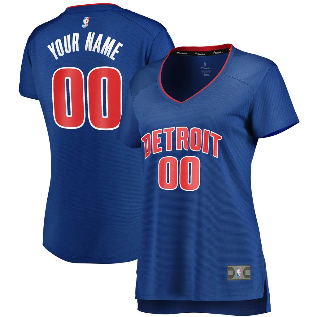 Women's Pistons Blue Custom Jersey - Hình 2