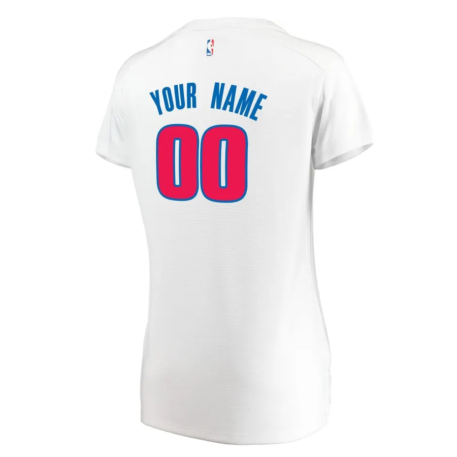 Pistons White Custom Jersey Women - Hình 3